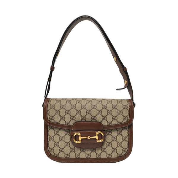 Horsebit 1955 Medium Monogram Coated Canvas Beige