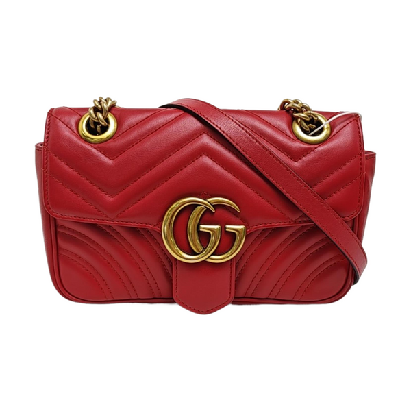 GG Marmont Small Quilted Calfskin Red