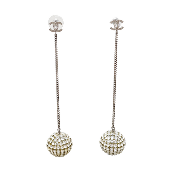 CC Logo Metal Silver Stud Earrings
