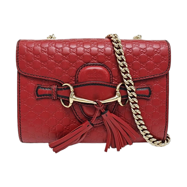 Emily Chain Monogram Calfskin Red