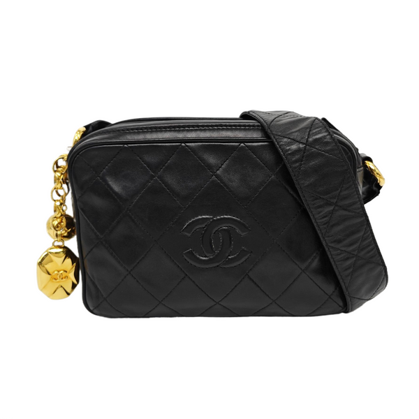Quilted Lambskin Shoulder Bag Black