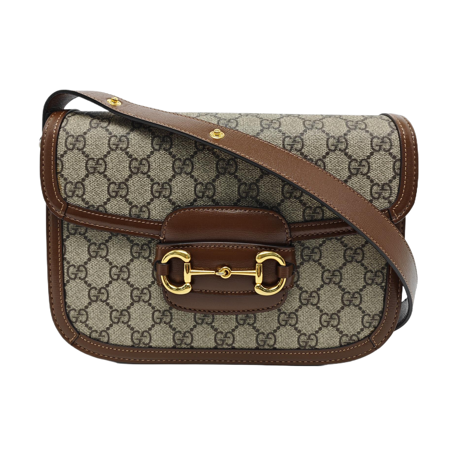 Horsebit 1955 Medium Monogram Coated Canvas Beige