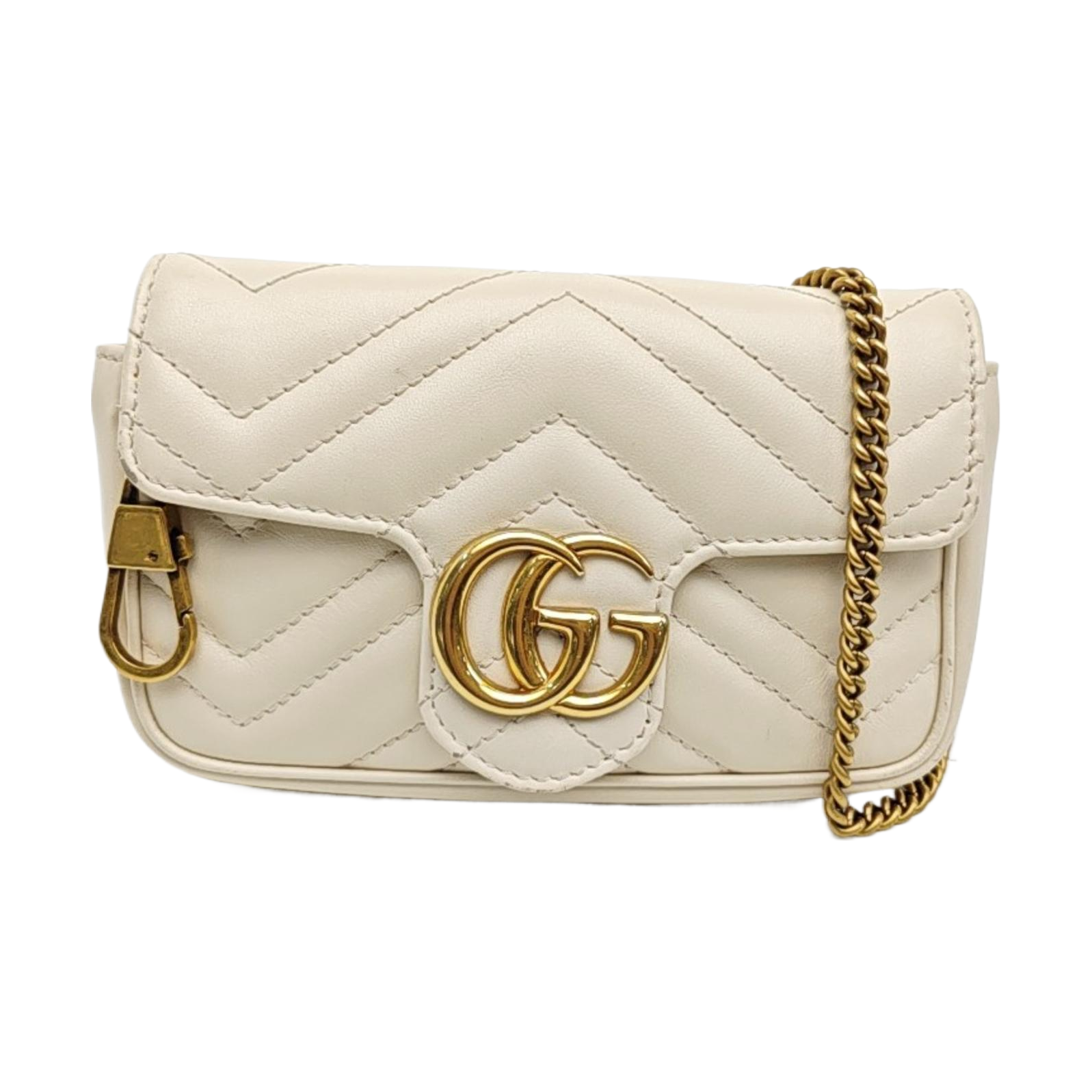 GG Marmont Mini Quilted Calfskin White