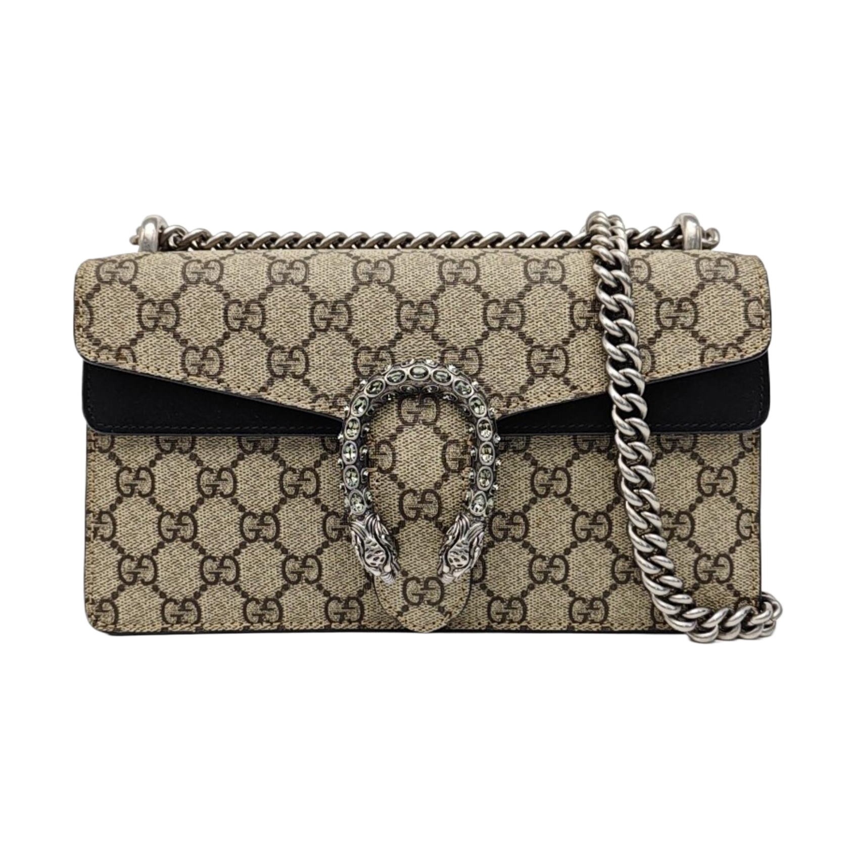 Dionysus Small Monogram Coated Canvas Beige