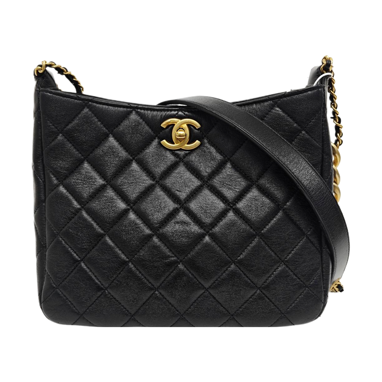 Quilted Lambskin Shoulder Bag Black