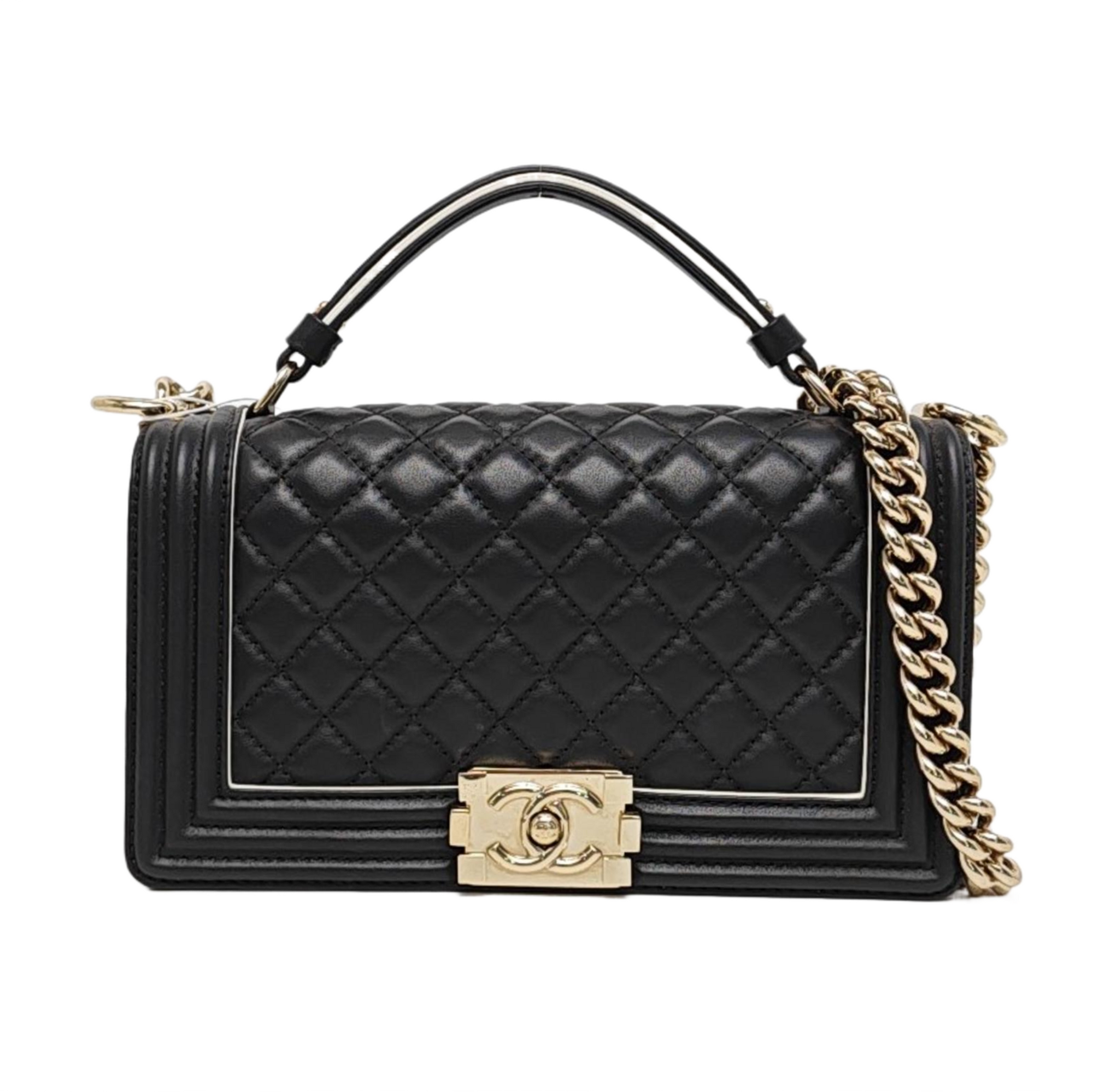 Authenticated pre-owned  BOY CHANEL Medium Quilted Calfskin Black - Shoulder Bag at Looply