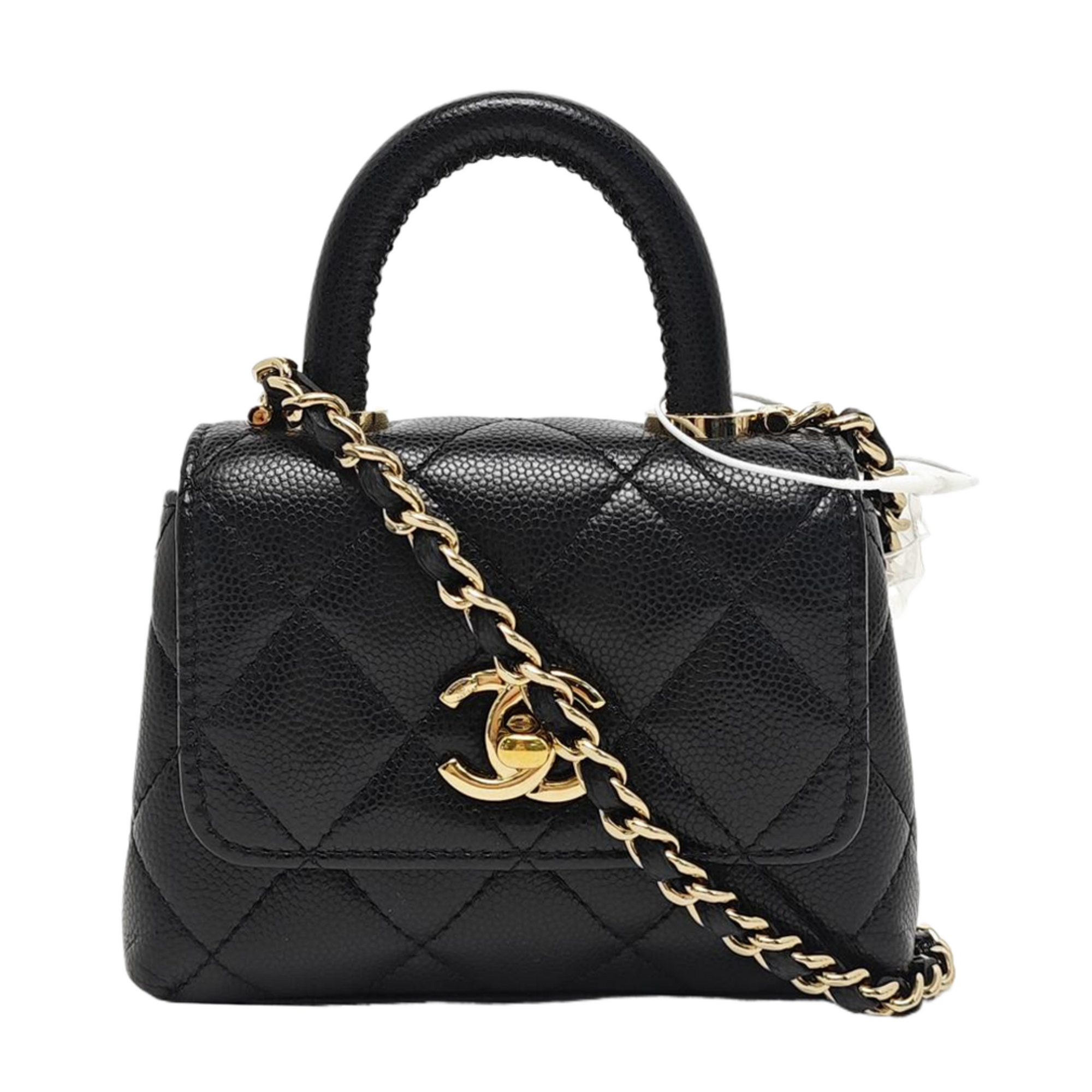 COCO HANDLE Super Mini Quilted Grained Calfskin Black