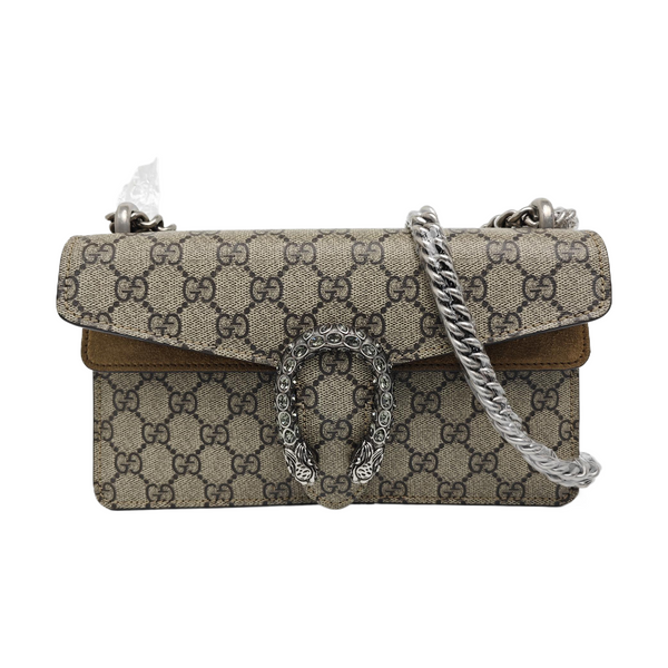 Dionysus Small Monogram Coated Canvas Beige