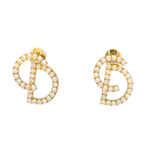 CD Lock Metal Gold Stud Earrings