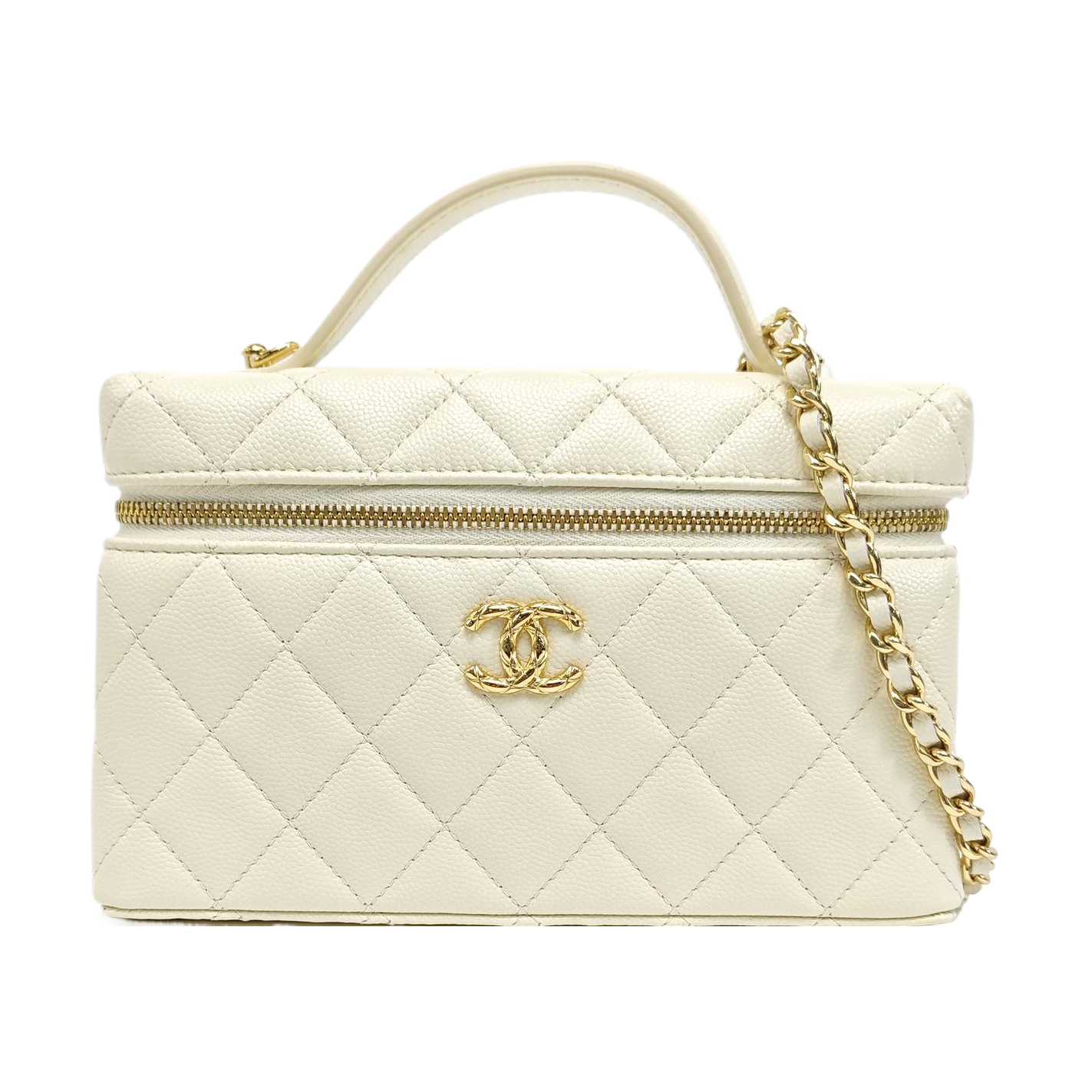 Quilted Grained Calfskin Shoulder Bag Yellow
