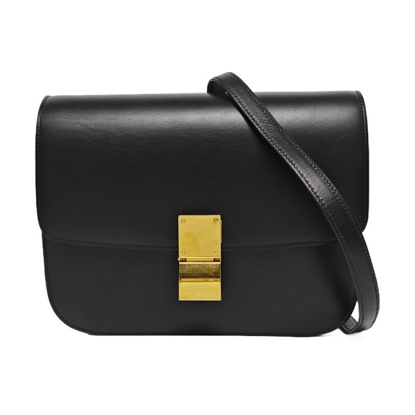 Authenticated pre-owned  CLASSIC BOX Medium Calfskin Black - Crossbody Bag at Looply