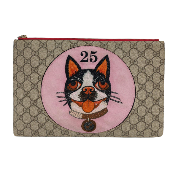 Coated Canvas Clutch Brown