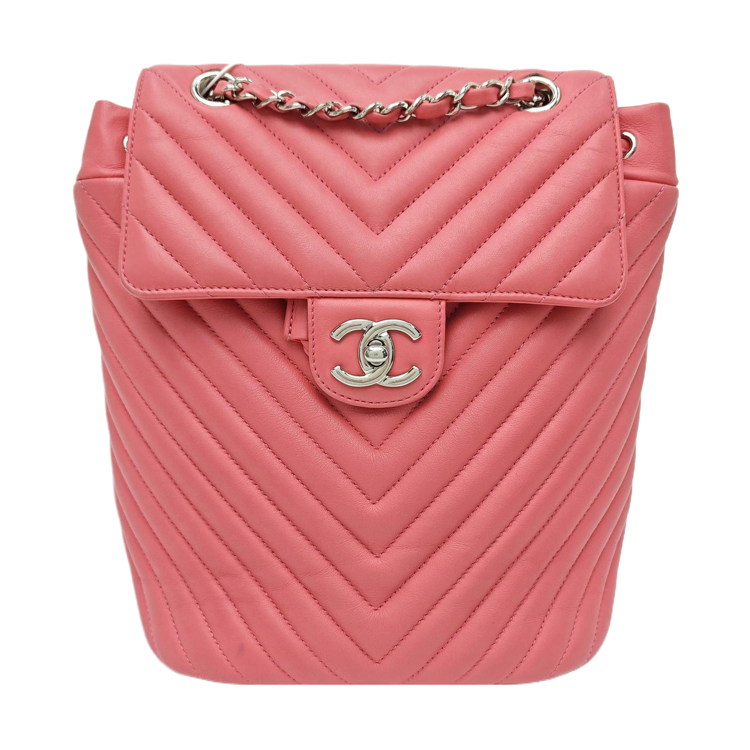 Chevron Calfskin Backpack Pink