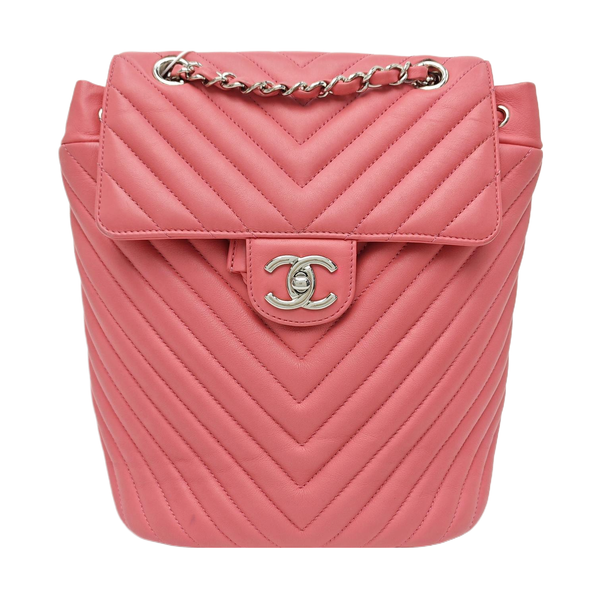 Chevron Calfskin Backpack Pink