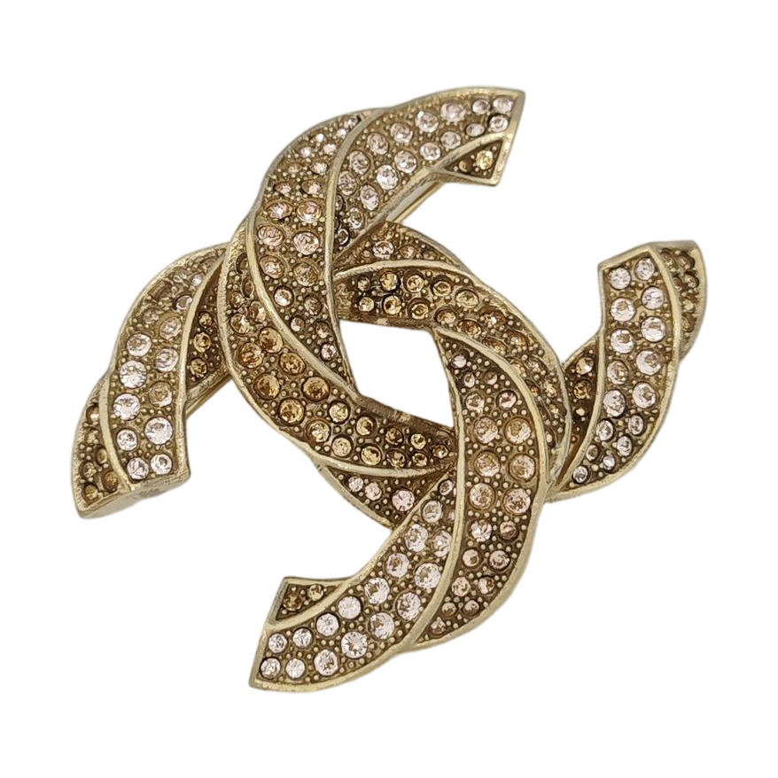 CC Logo Metal Gold Brooch