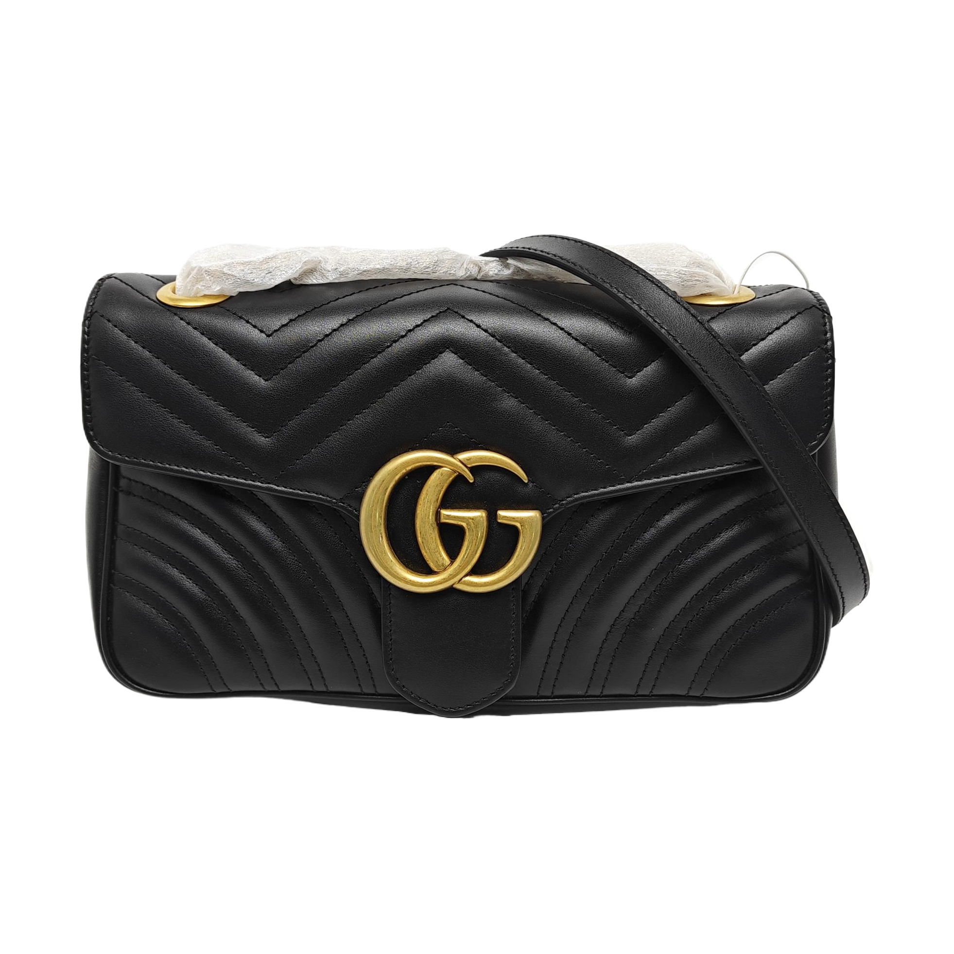 GG Marmont Small Quilted Calfskin Black