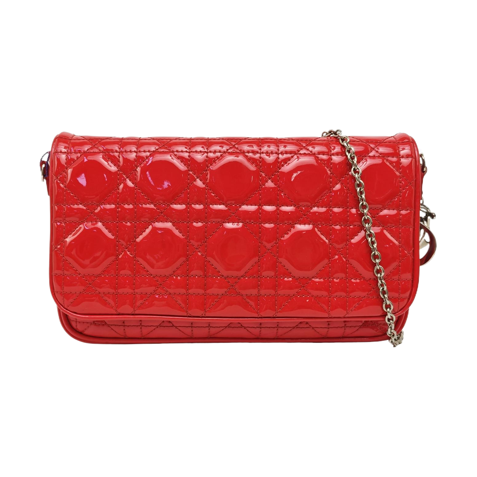 Lady Dior Small Quilted Patent Leather Red