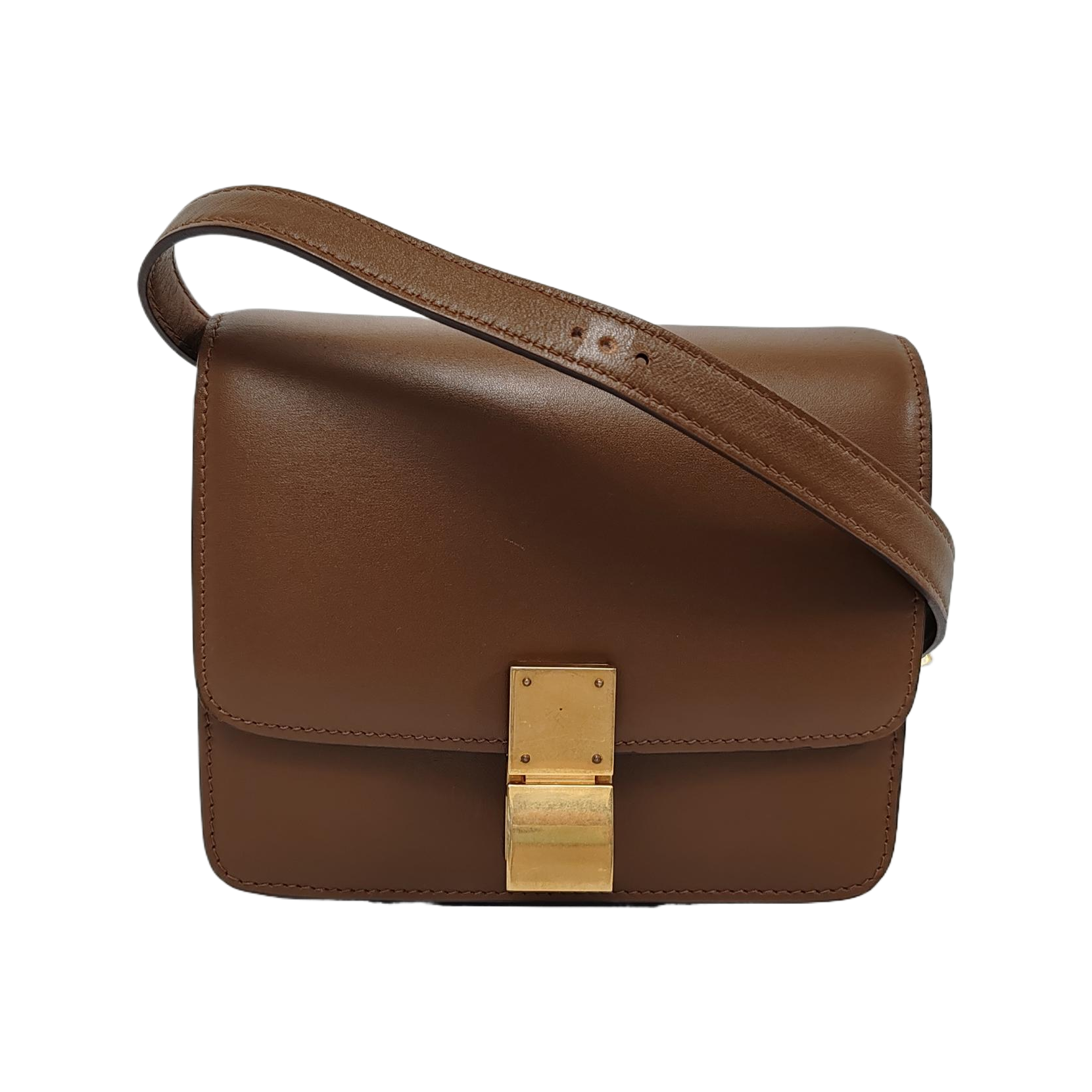 Authenticated pre-owned  CLASSIC BOX Mini Calfskin Brown - Shoulder Bag at Looply