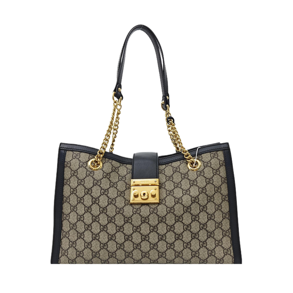 Padlock Medium Monogram Coated Canvas Beige