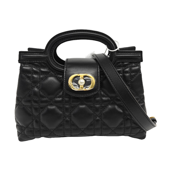 Jolie Top Handle Mini Cannage Lambskin Black