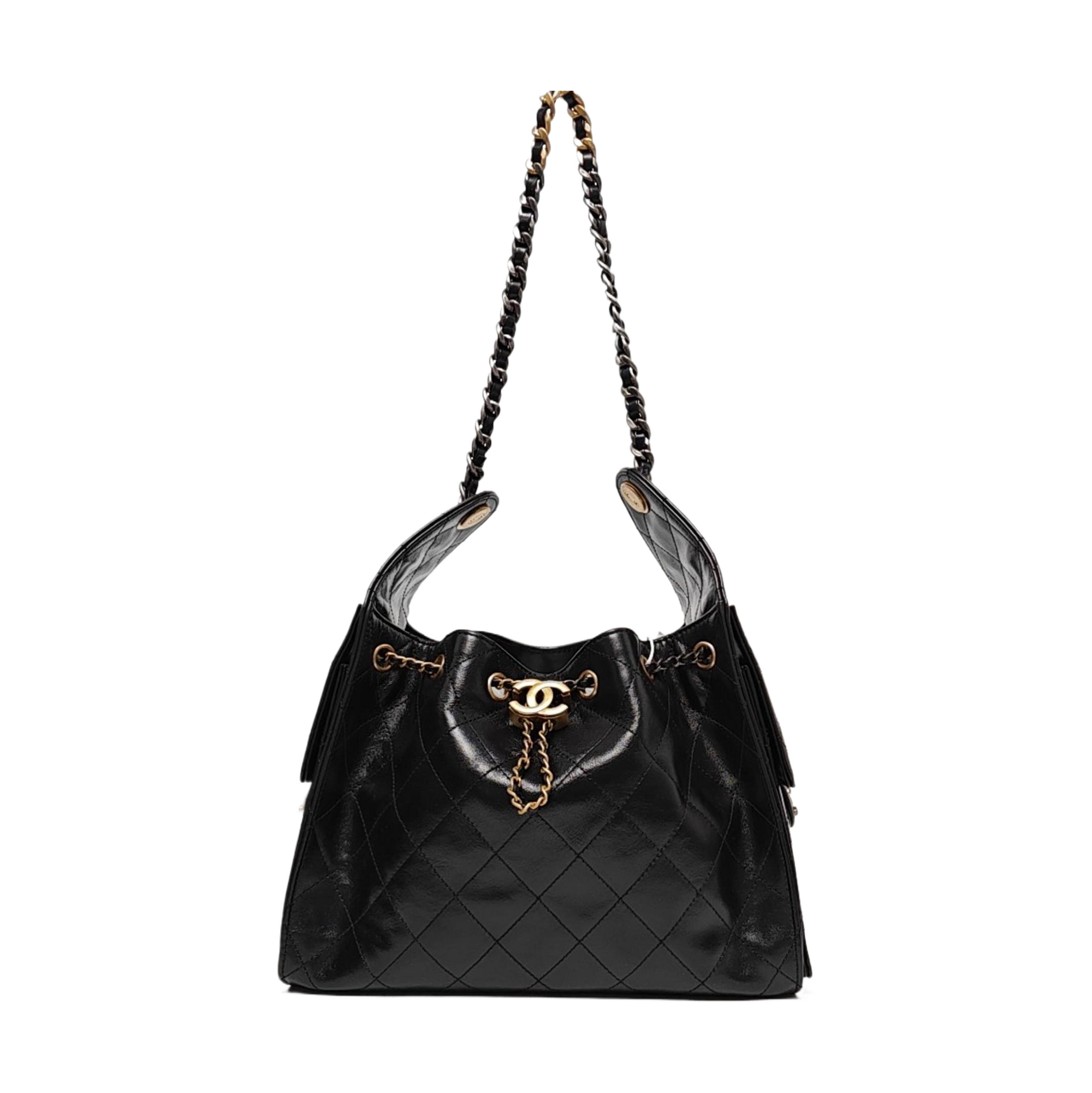 CHANEL 25 Small Quilted Calfskin Black
