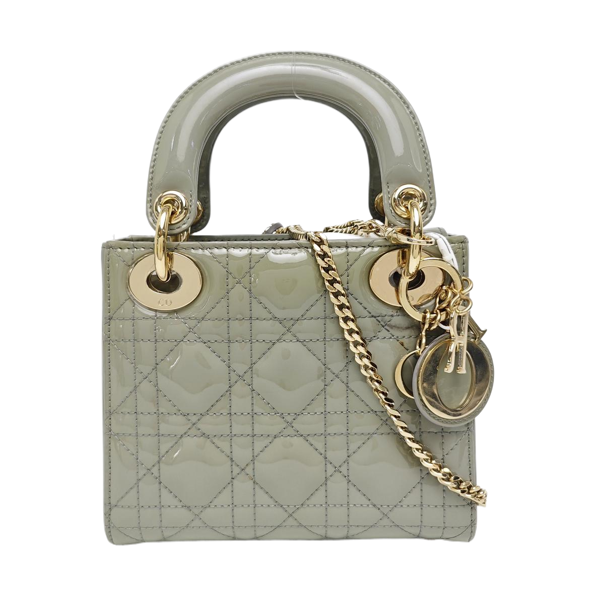 Lady Dior Mini Cannage Patent Leather Green