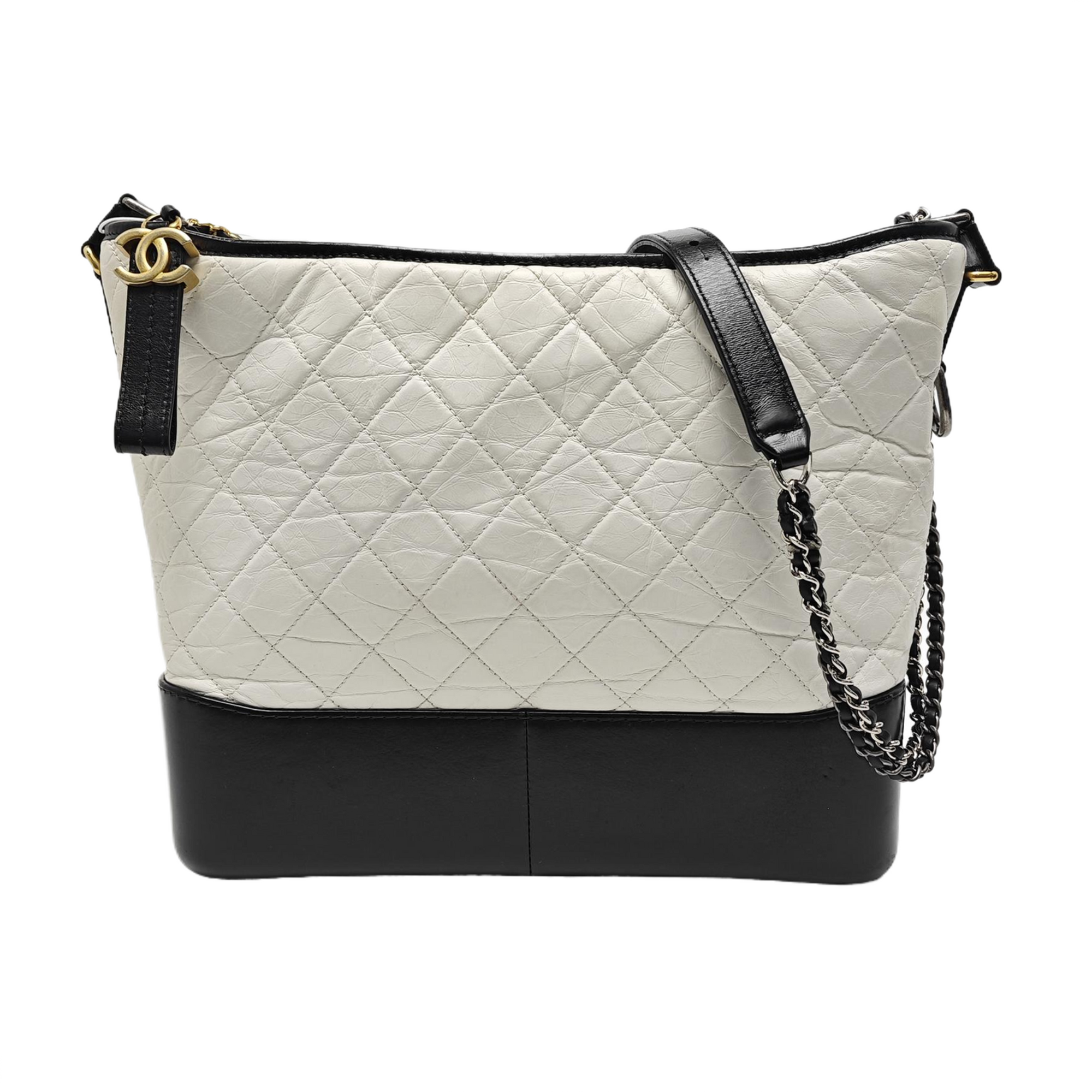 GABRIELLE Large Quilted Calfskin White