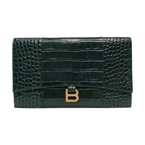 Authenticated pre-owned  Hourglass Calfskin Green - Clutch at Looply