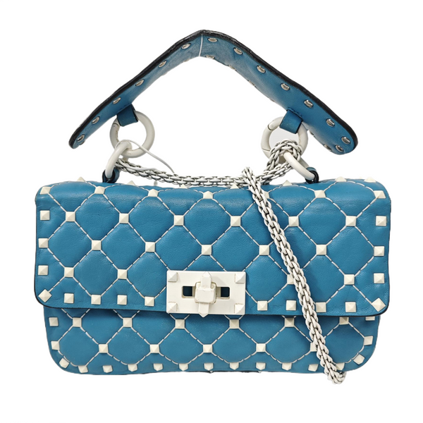 Spike Up Small Quilted Lambskin Blue