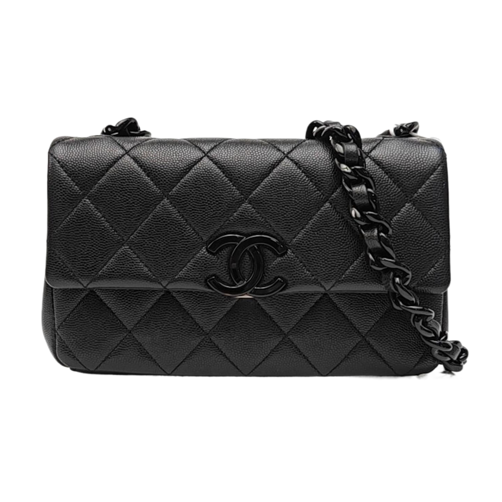 My Everything Flap Quilted Grained Calfskin Black