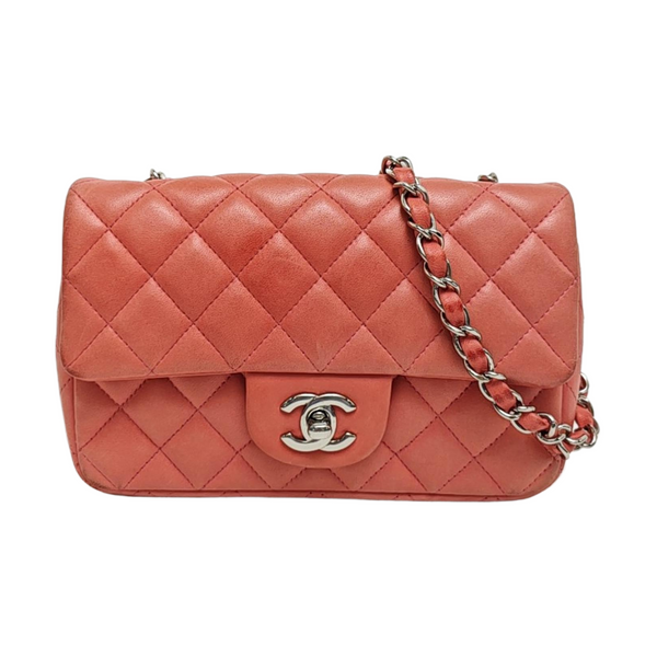 CLASSIC FLAP Mini Quilted Grained Calfskin Pink
