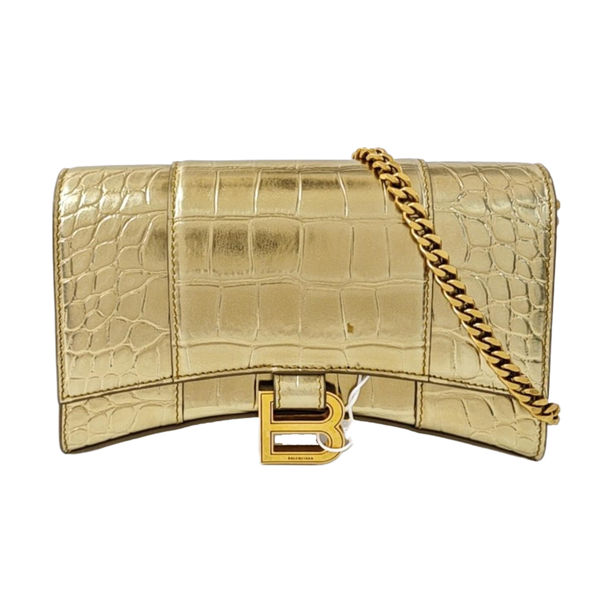 Hourglass Wallet On Chain Small Calfskin Gold