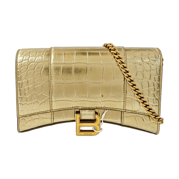 Hourglass Wallet On Chain Small Calfskin Gold