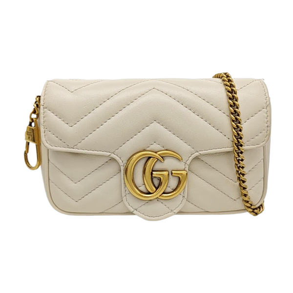 GG Marmont Mini Quilted Calfskin White