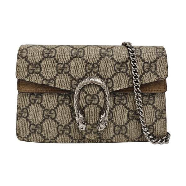 Dionysus Super Mini Monogram Coated Canvas Beige