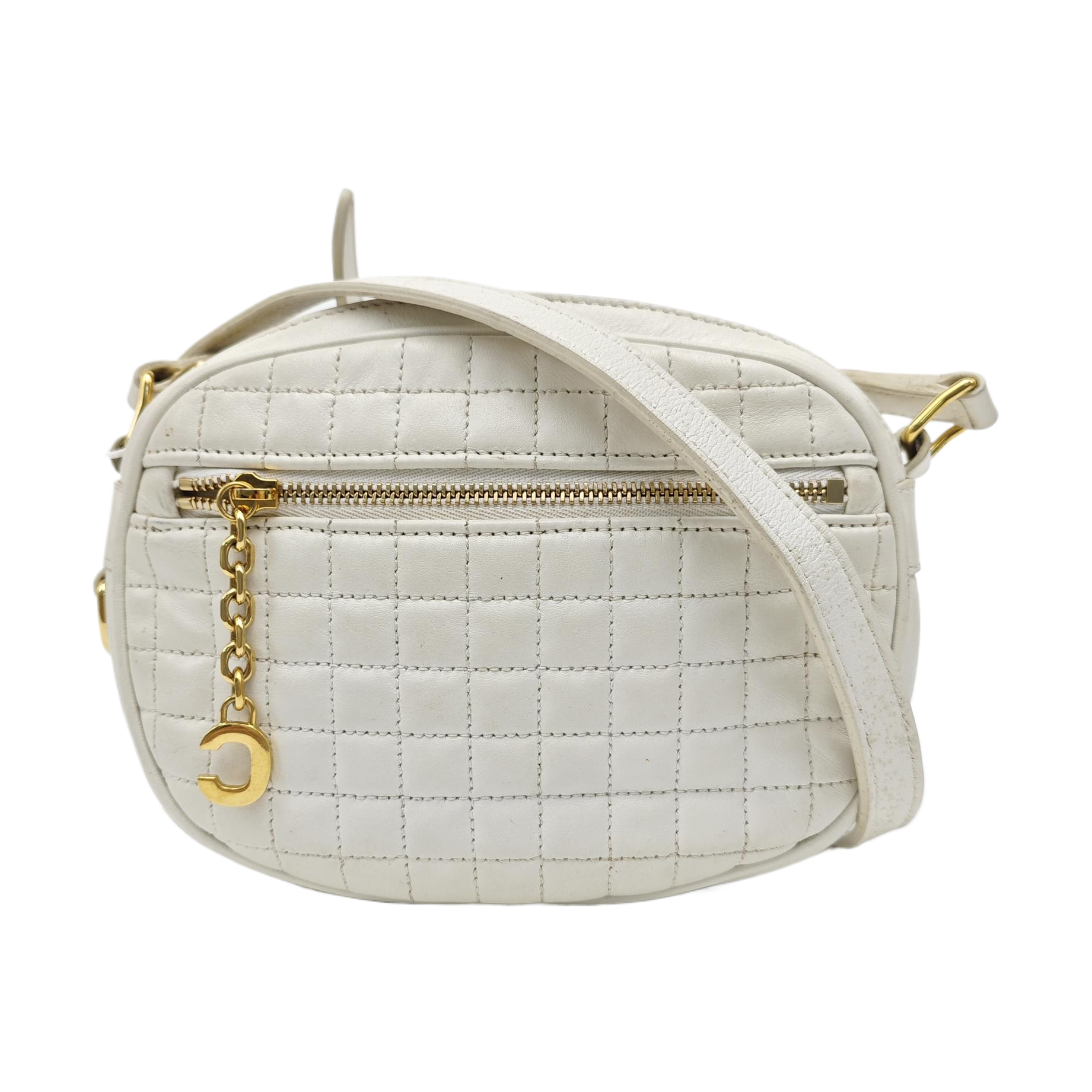 C CHARM Quilted Calfskin White