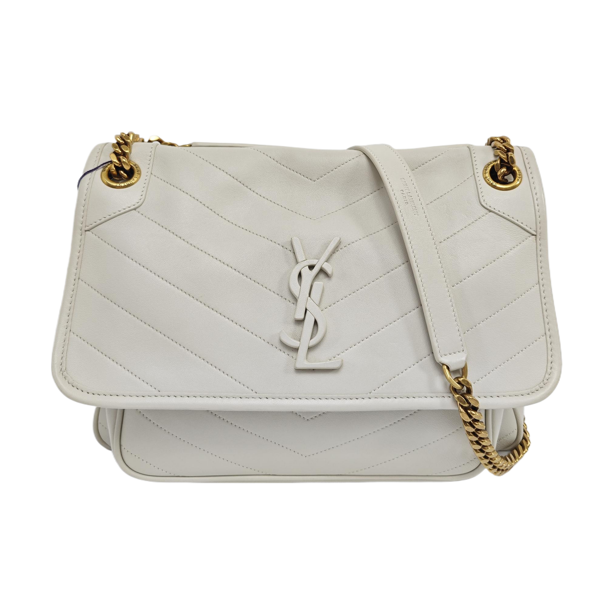 NIKI Medium Chevron Lambskin Gray