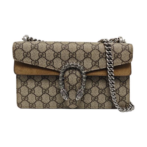 Dionysus Small Monogram Coated Canvas Beige