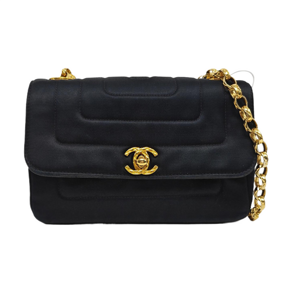 Quilted Silk Satin Black