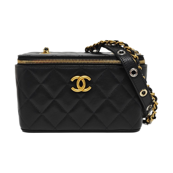 Quilted Lambskin Shoulder Bag Black