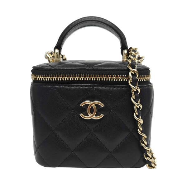 VANITY CASE Mini Quilted Lambskin Black