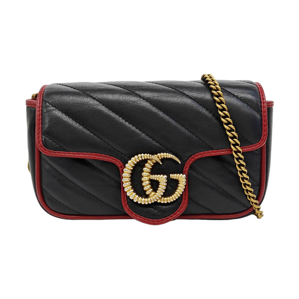 GG Marmont Super Mini Quilted Calfskin Black