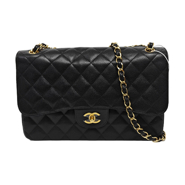 CLASSIC FLAP Jumbo Quilted Grained Calfskin Black
