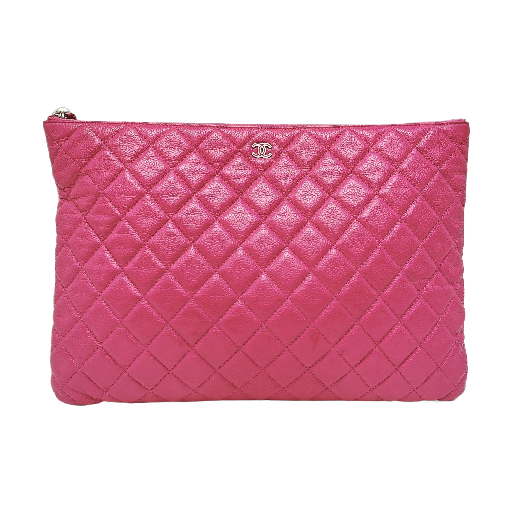 Quilted Grained Calfskin Clutch Pink