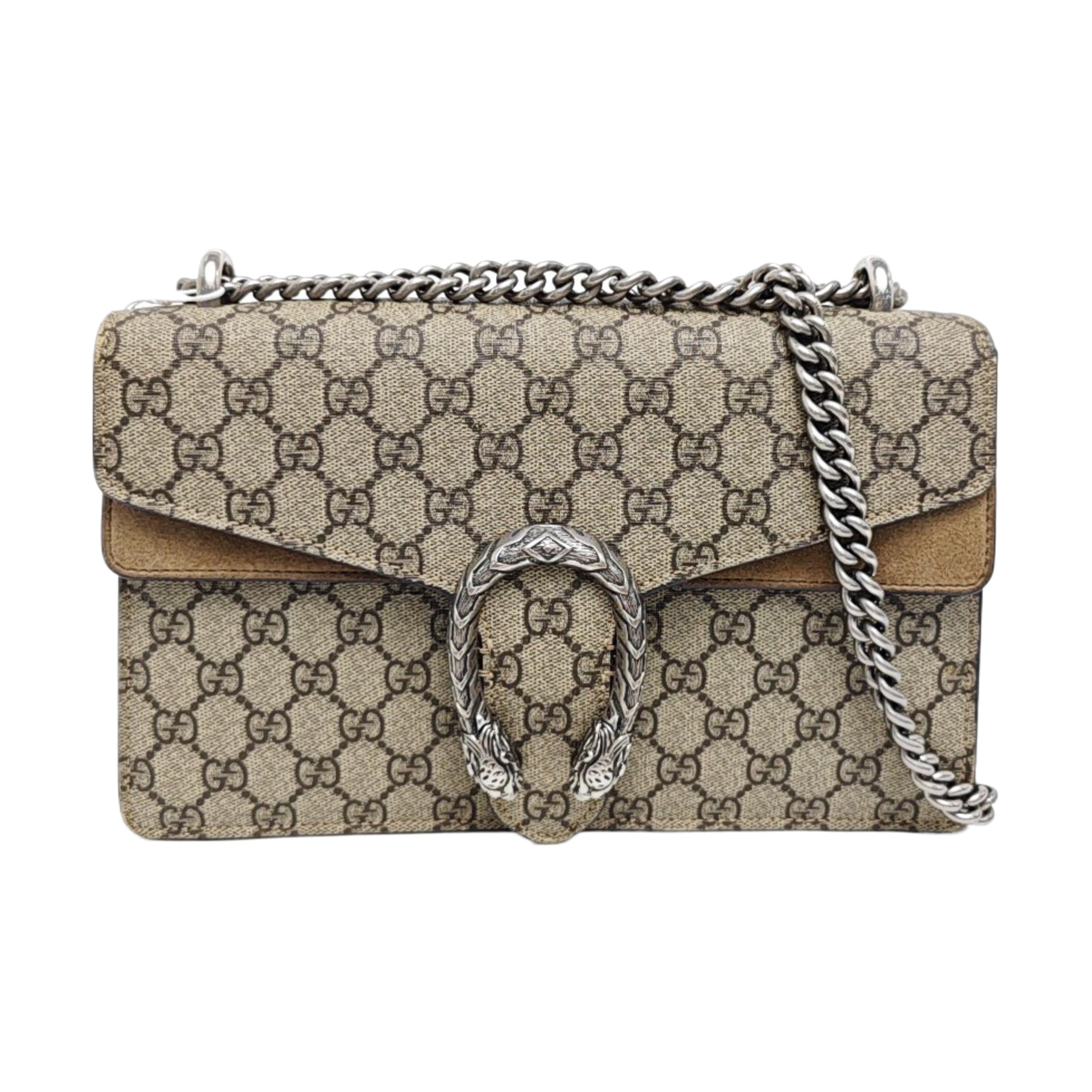 Dionysus Small Monogram Coated Canvas Beige