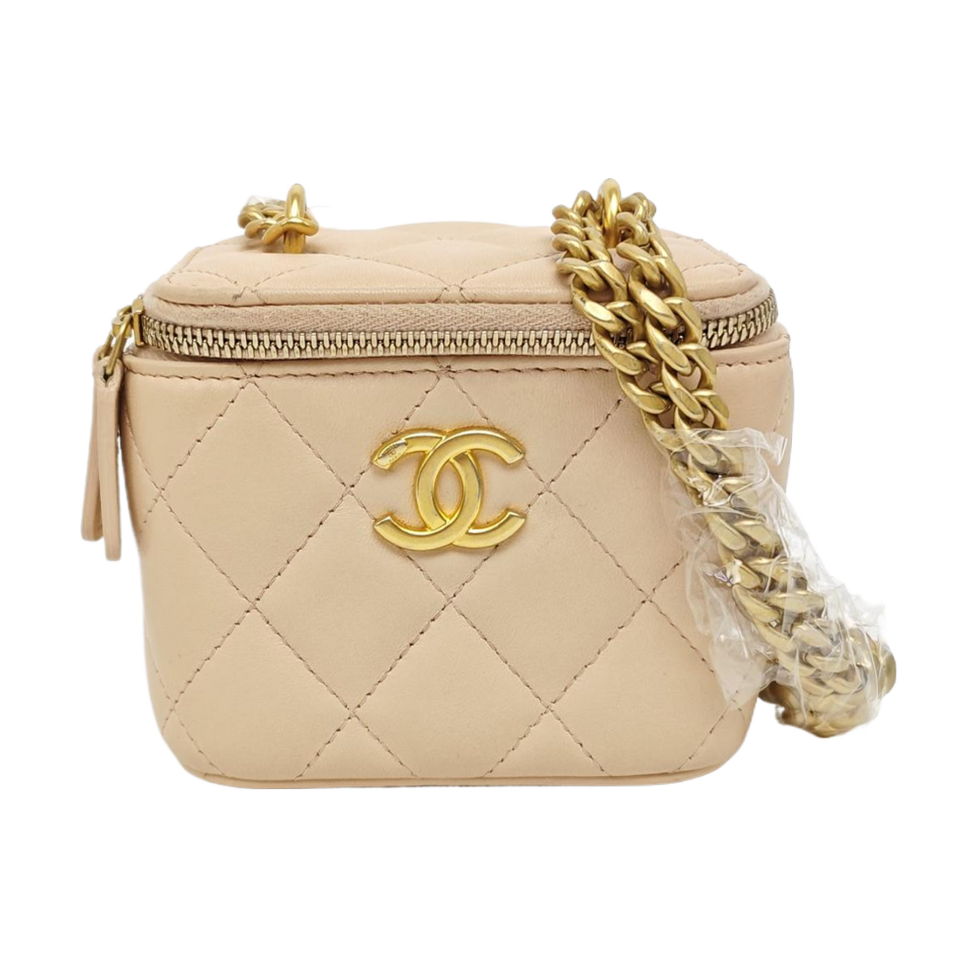 VANITY CASE Mini Quilted Lambskin Pink