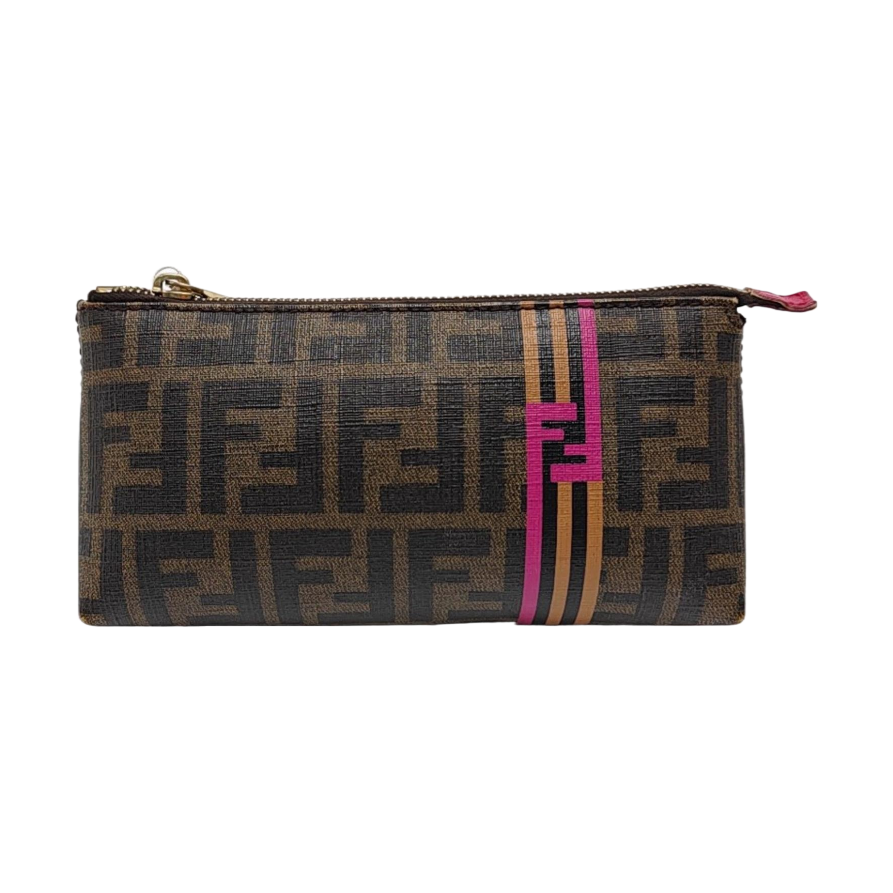 Coated Canvas Clutch Brown