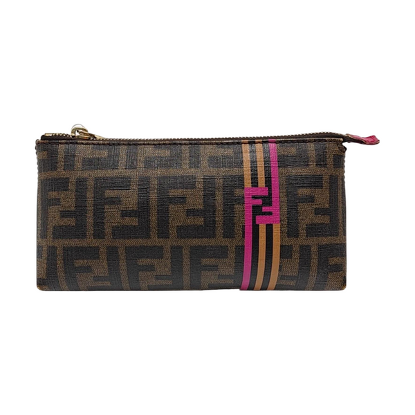 Coated Canvas Clutch Brown