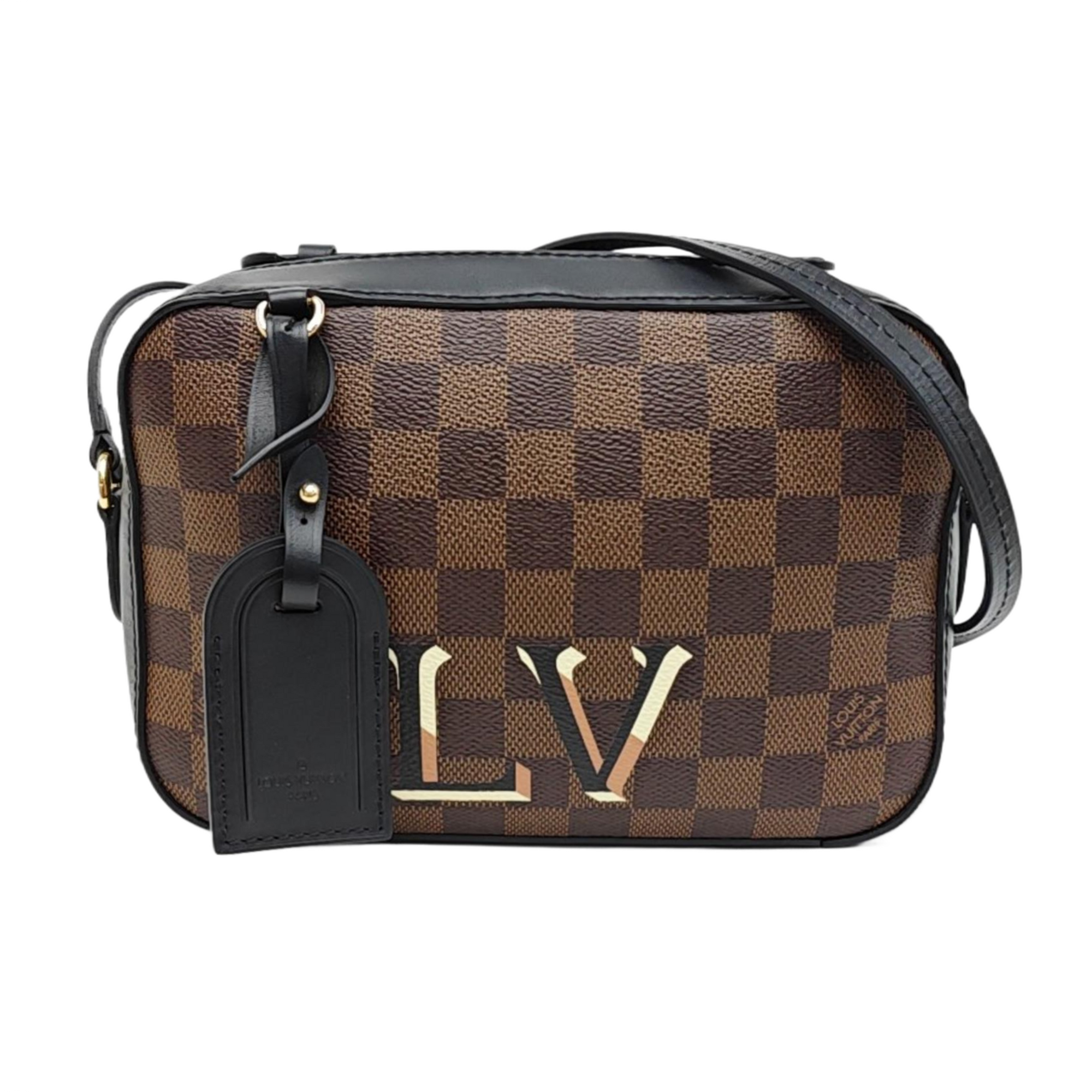 SANTA MONICA Damier Ebene Coated Canvas Brown