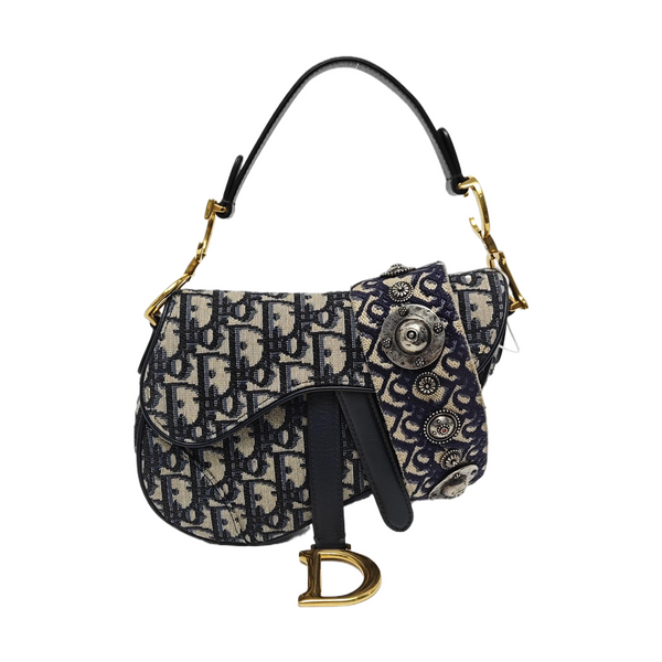 Saddle Mini Oblique Canvas Blue